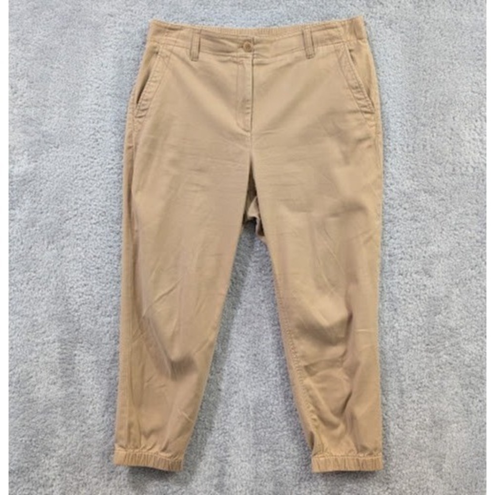 Talbots Women's Size Large Petite Elastic Back Tan Khaki Jogger Pants Casual